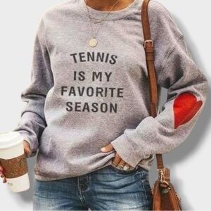 Gray Sweatshirt with Red Heart Elbow Patch